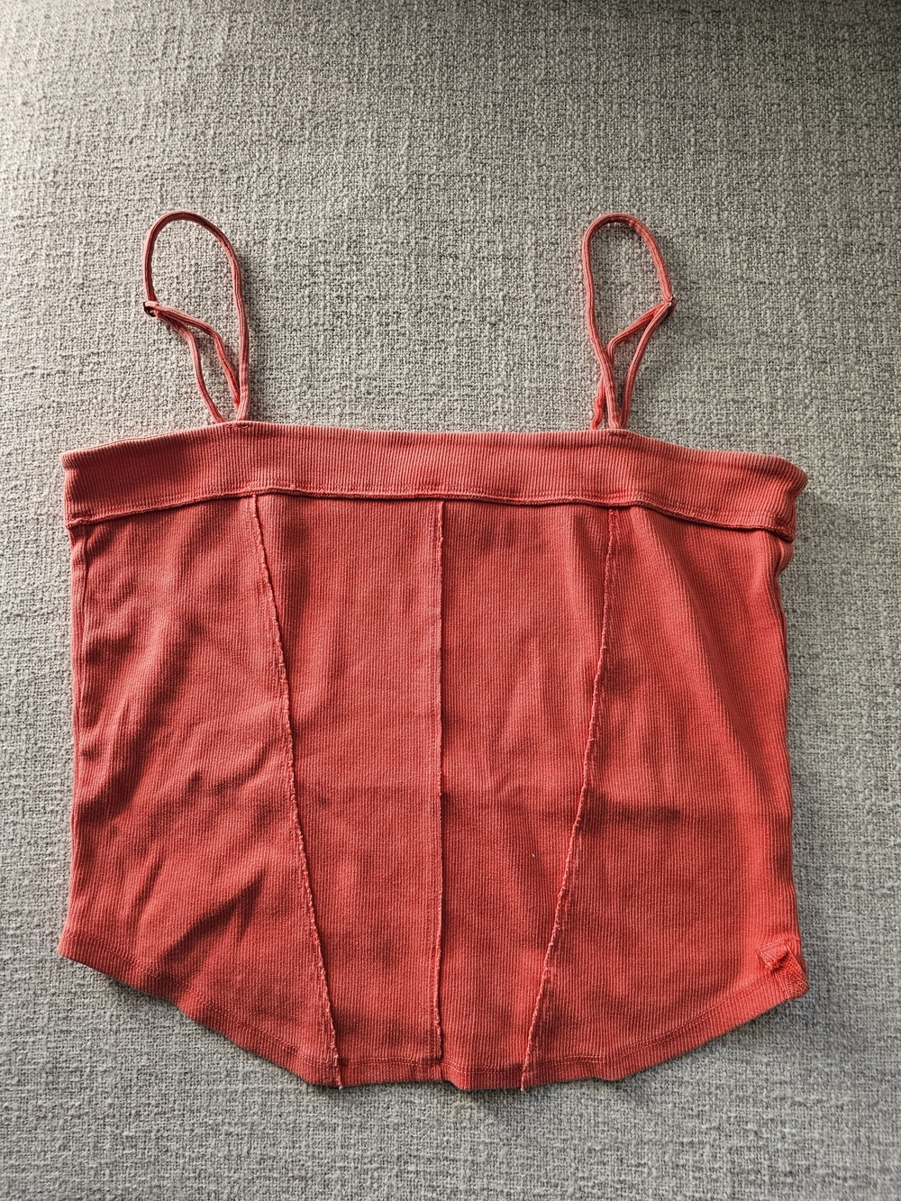 We The Free Coral-Red Ribbed Cami